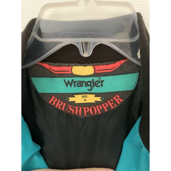 Vintage Wrangler Brushpopper Jacket Western Aztec Blue Mens M 90s Southwestern - Picture 3 of 16